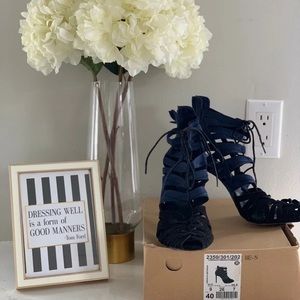 Zara Blue and Black Laced Booties
